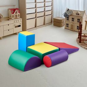VEVOR Climbing Toys, 5-Piece Set, Foam Climbing Toys for Toddlers 6 Months to 3 Years Old, PU Leather Climbing Blocks