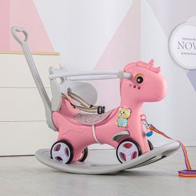Rocking Horse for Toddlers , Balance Bike Ride On Toys with Push Handle, Backrest and Balance Board for Baby Girl and Boy, Unicorn Kids Riding Birthd