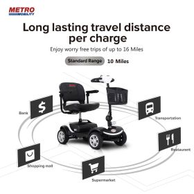 Four wheels Compact Travel Mobility Scooter with 300W Motor for Adult-300lbs, WHITE