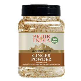 Pride of India | Ginger Fine Ground 6 oz (17 gm) Small Dual Sifter Jar | Easy to Use Blends Well | Perfect for Cooking, Baking, Tea, Curries, Soups |
