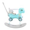 Rocking Horse for Toddlers, Balance Bike Ride On Toys with Push Handle, Backrest and Balance Board for Baby Girl and Boy, Unicorn Kids Riding Birthda
