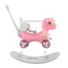 Rocking Horse for Toddlers , Balance Bike Ride On Toys with Push Handle, Backrest and Balance Board for Baby Girl and Boy, Unicorn Kids Riding Birthd