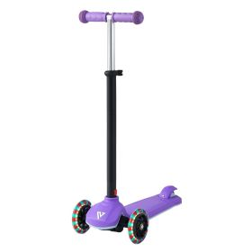 VEVOR Kick Scooter for Kids Ages 3+, 3-Wheel Toddler Scooter with Light-Up Wheels, Adjustable Height Handlebar, Wide Anti-Slip Deck (Brake Type: Foot Brake, Color: Purple)